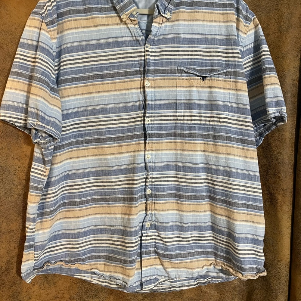 U.S. Polo Assn. Blue and Tan Casual Button Down Shirt